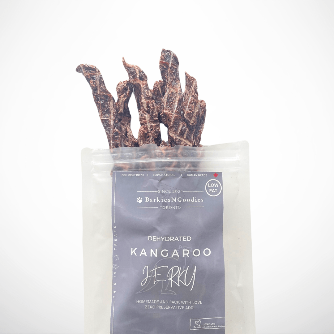 100% Natural Dehydrated Kangaroo Jerky – Air Dry | Hypoallergenic Protein Treat for Dogs, Cats - BarkiesNGoodies