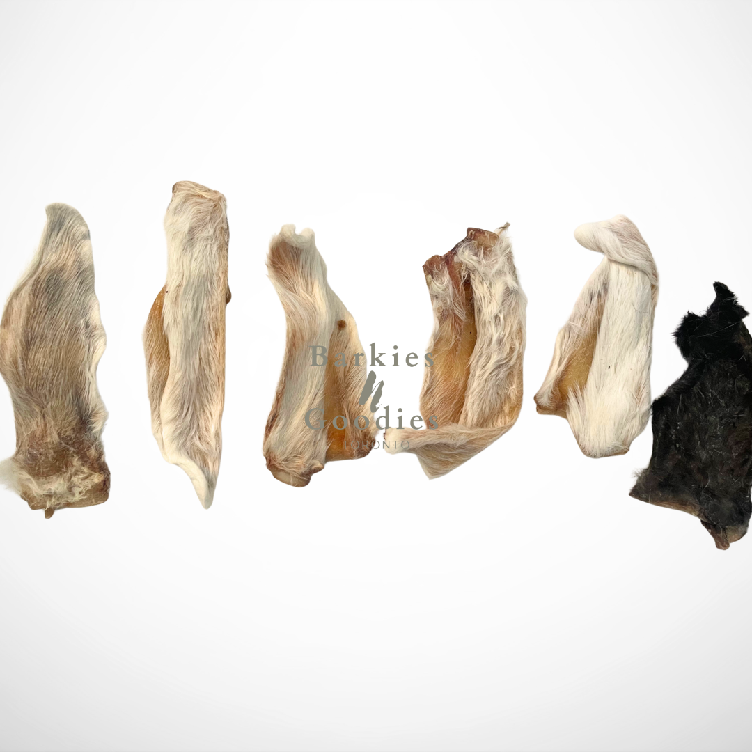 100% Natural Air-Dried Rabbit Ears with Fur | Chew for Dogs