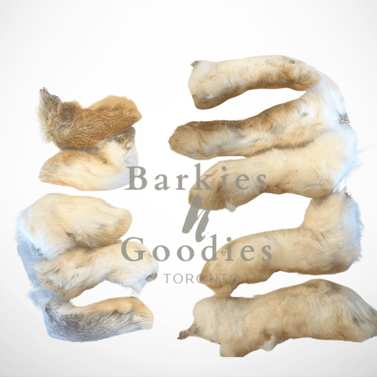 100 % Natural Air - Dried Rabbit Feet with Fur | Chew for Dogs - BarkiesNGoodies