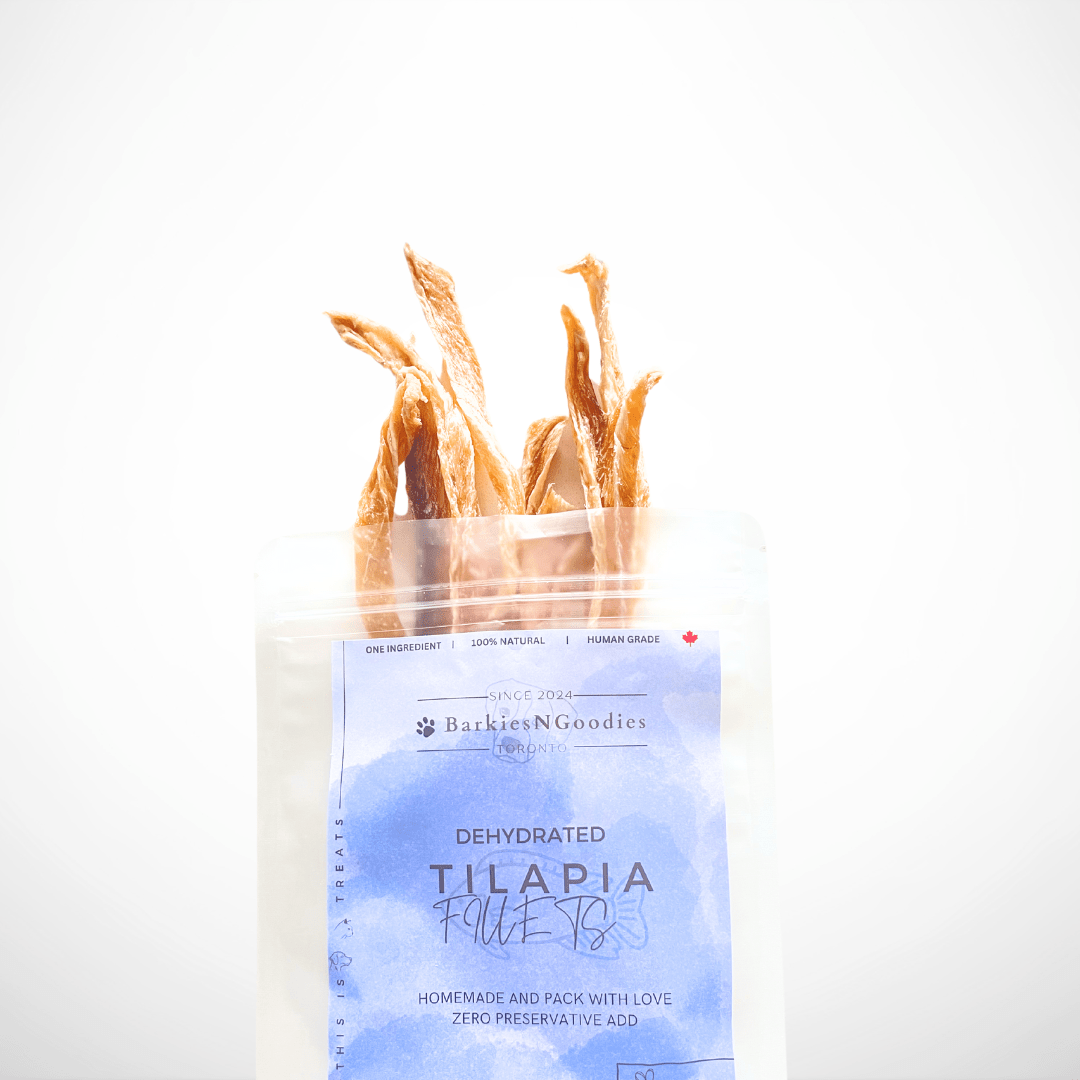 100% Natural Dehydrated Tilapia Treats for Dogs and Cats - BarkiesNGoodies
