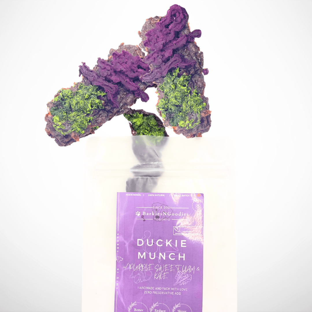 Duckie Munch w/ Purple Sweet Yam & Kale – Tear Stain Fighter - BarkiesNGoodies